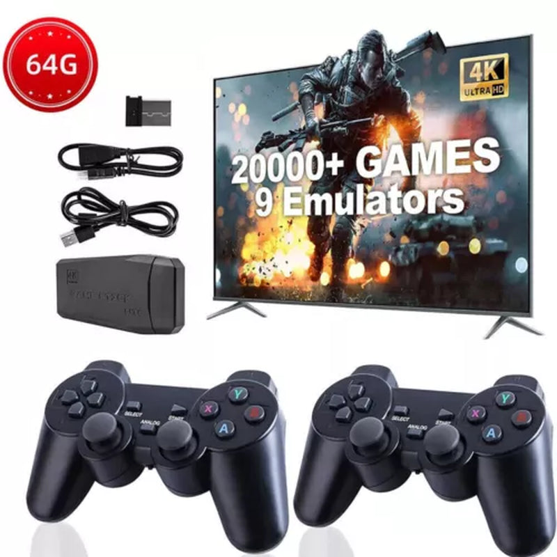 Xmas 4K Retro Game Stick Console Plug Play 20000+ Games 2 Wireless Controllers