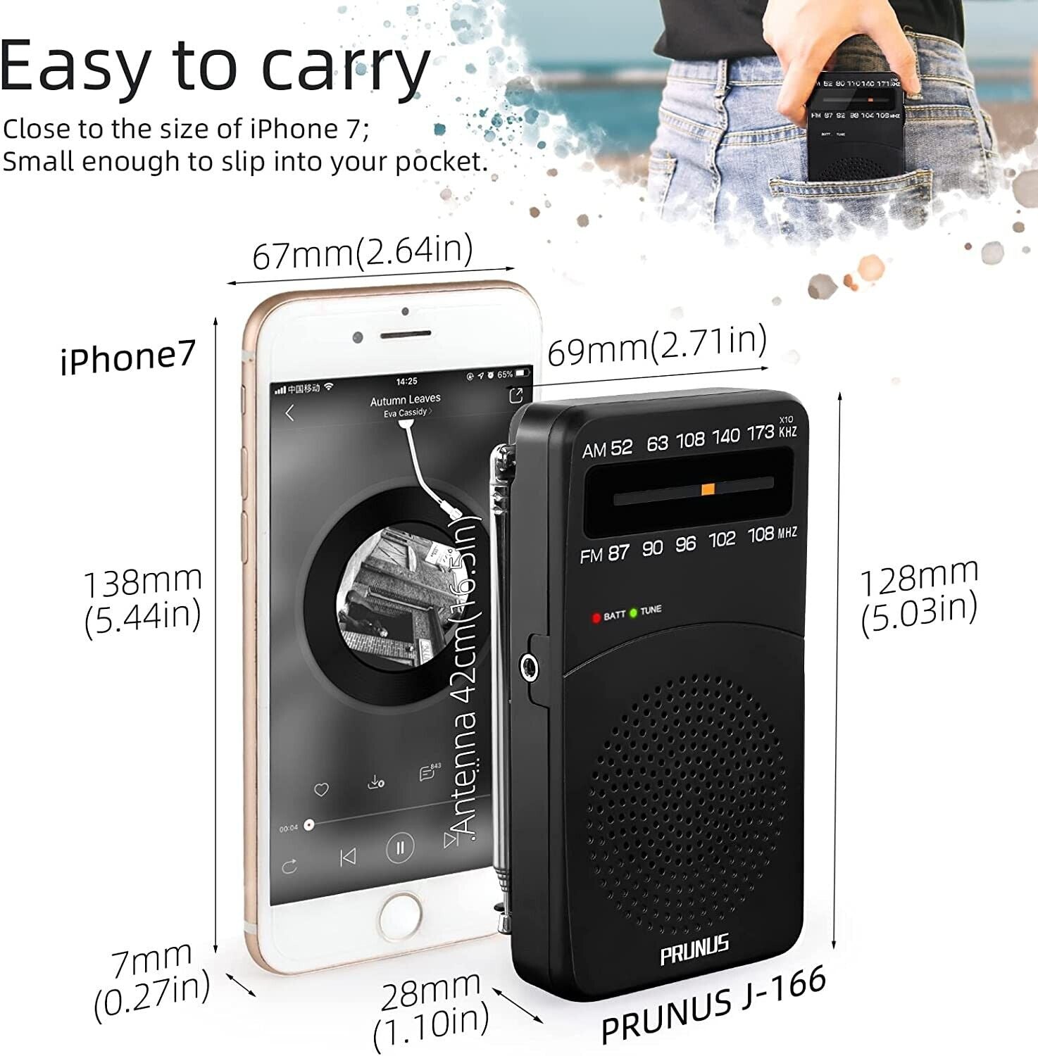 Portable AM FM Radio Compact Transistor Radio Pocket Radio Condition: New