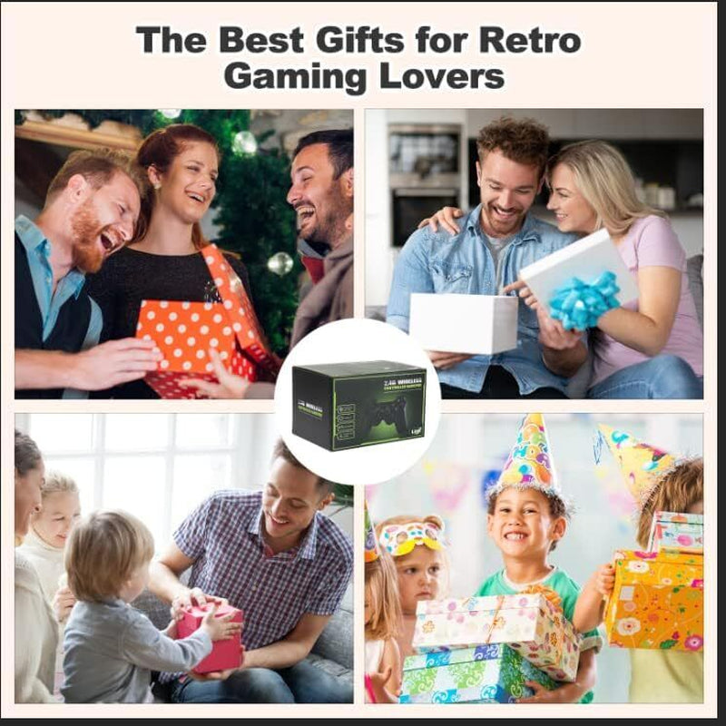 Xmas 4K Retro Game Stick Console Plug Play 20000+ Games 2 Wireless Controllers