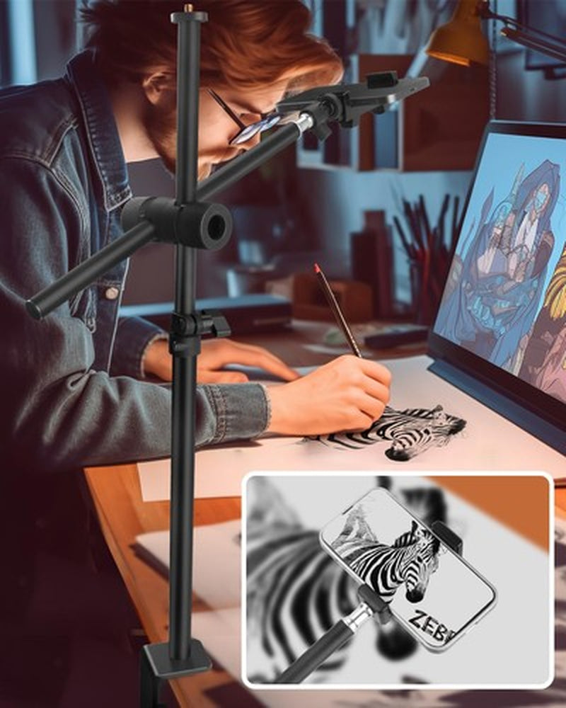 JEBUTU Overhead Camera Mount Desk Stand with 360°Adjustable Holding Arm, Came...