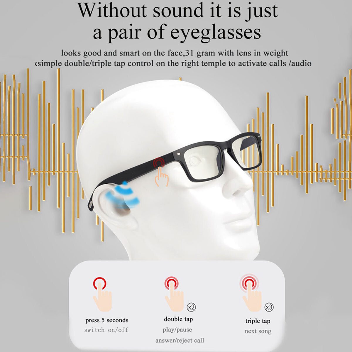 Polarized Smart Sunglasses Bluetooth5.0 Glasses Music Stereo Speaker Mic Calling