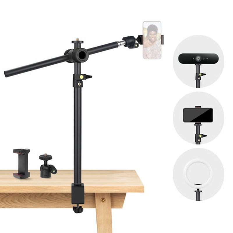 JEBUTU Overhead Camera Mount Desk Stand with 360°Adjustable Holding Arm, Came...