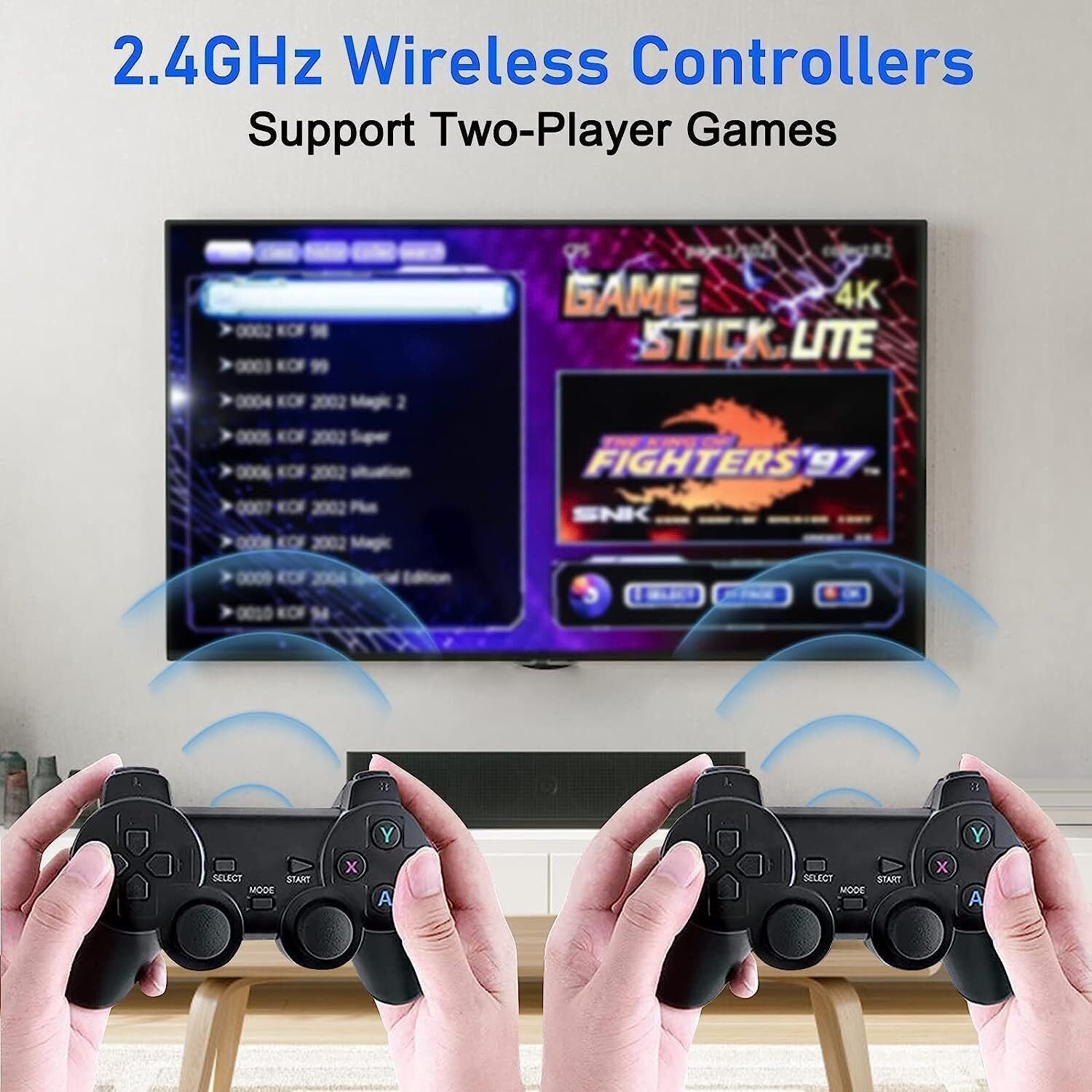 Xmas 4K Retro Game Stick Console Plug Play 20000+ Games 2 Wireless Controllers